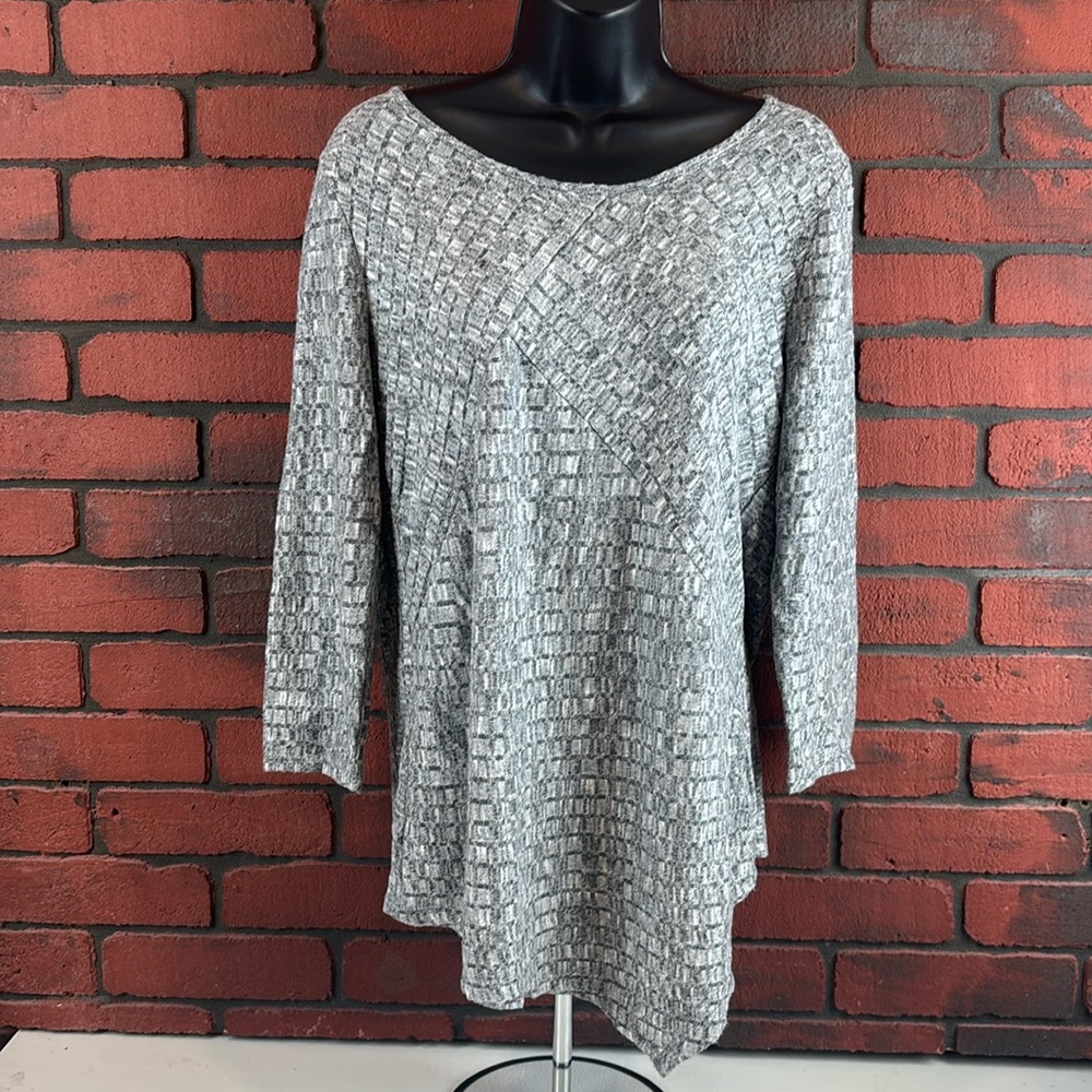 NY Collection Shirt Womens PXL Grey Long‎ Sleeve